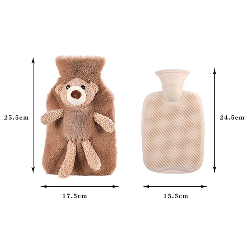 1000ml PVC Wärmflasche mit Bären-Plüschüberzug