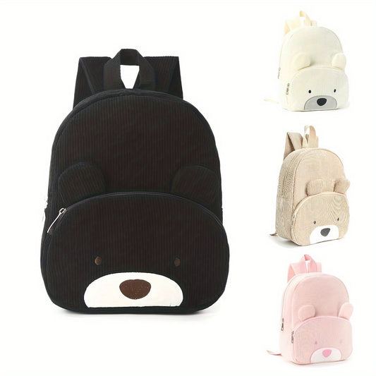 Niedlicher Cord-Rucksack mit Bärenstickerei – Leicht & Süß