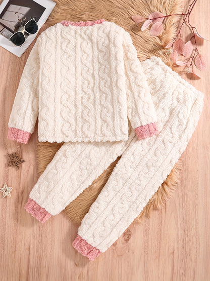 Mädchen 2-teiliges Strickset – Herbst/Winter Outfit mit Sternenmuster
