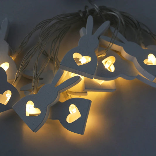 10LED Holz Ostern Kaninchen Streifen Lichter Girlande