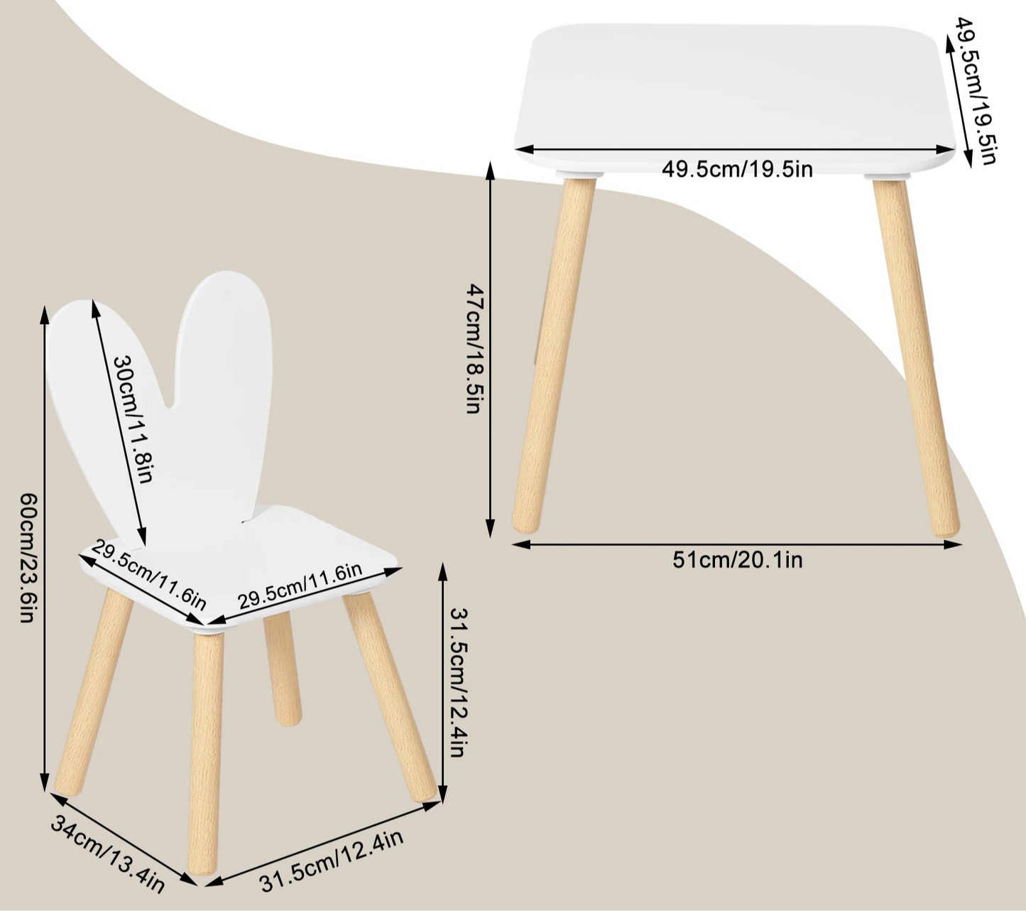 Kindertisch mit 2 Stühlen für Kinderzimmer