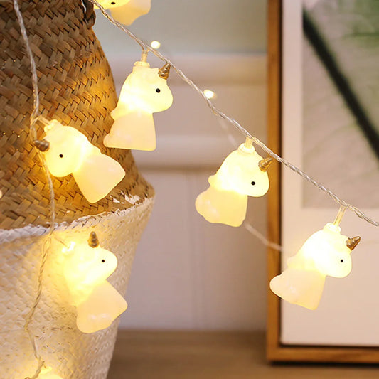 Niedliche 3D-Einhorn-LED-Lichterkette Für Zuhause Deko