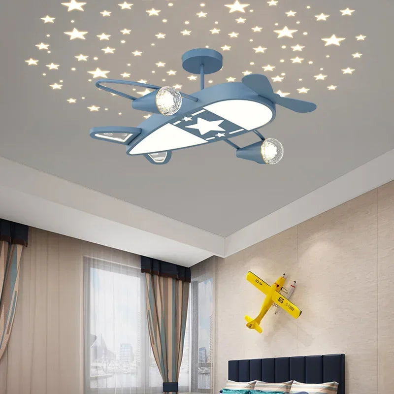 Moderne Kinderzimmer Deckenlampe, Sternenhimmel & Flugzeug Design