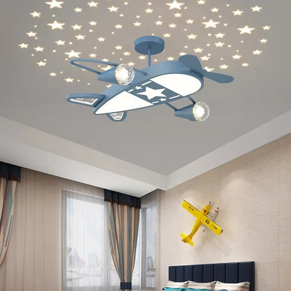 Moderne Kinderzimmer Deckenlampe, Sternenhimmel & Flugzeug Design