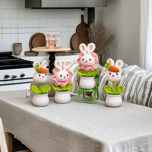 Handgemachte Gehäkelte Ostern-Kaninchen-Karotten-Topfpflanze