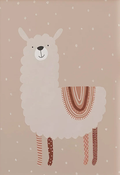 Alpaka Regenbogen Kaktus Poster – Boho Leinwandkunst für Kinderzimmer