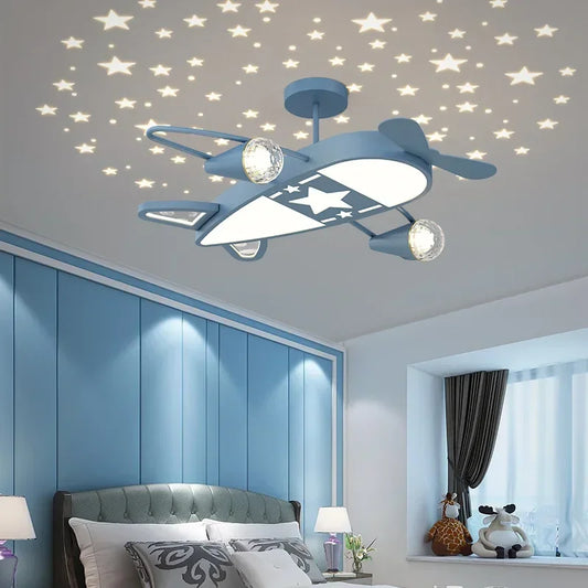 Moderne Kinderzimmer Deckenlampe, Sternenhimmel & Flugzeug Design