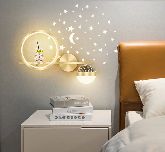 LED Mond-Wandlampe mit Sternenprojektor