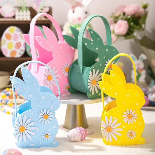 Bunter Kaninchen-Filzkorb, Gänseblümchen-Häschen-Handtasche