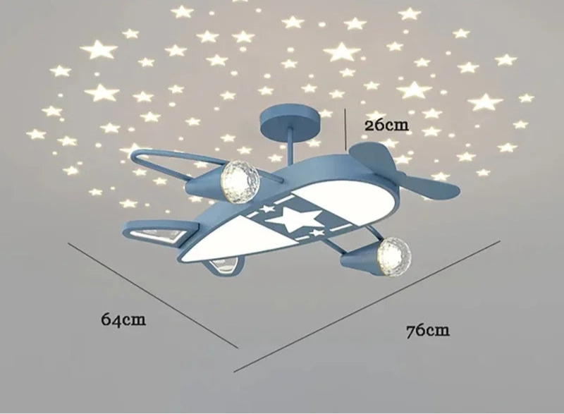 Moderne Kinderzimmer Deckenlampe, Sternenhimmel & Flugzeug Design
