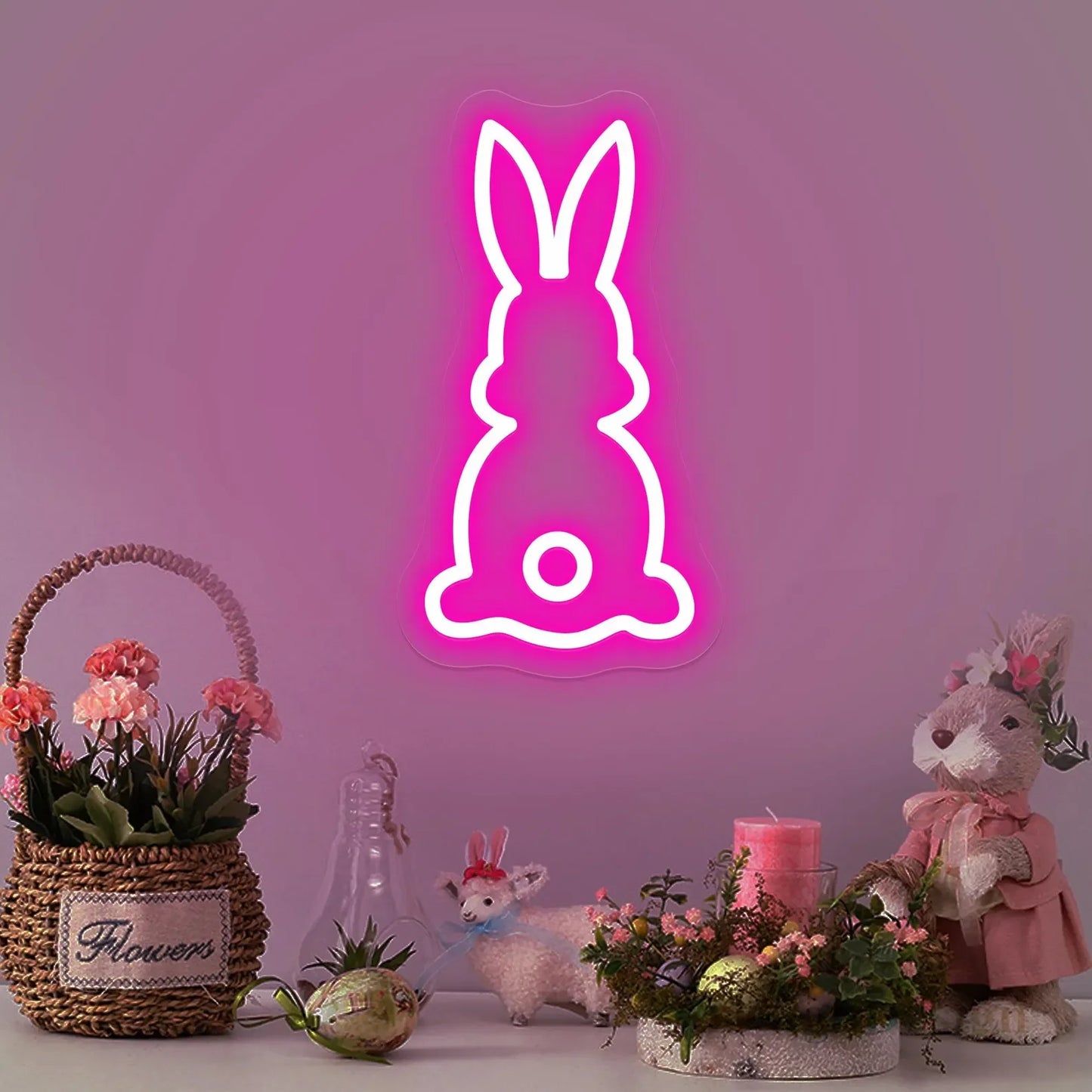 Osterhase Neonschild Dekor für Kinderzimmer und Wandkunst