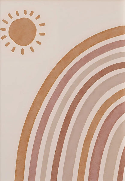 Alpaka Regenbogen Kaktus Poster – Boho Leinwandkunst für Kinderzimmer