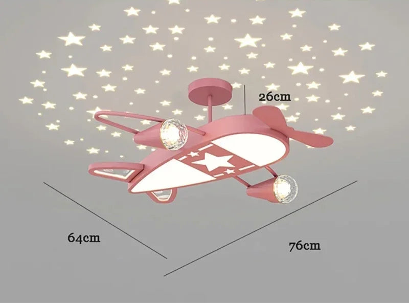 Moderne Kinderzimmer Deckenlampe, Sternenhimmel & Flugzeug Design