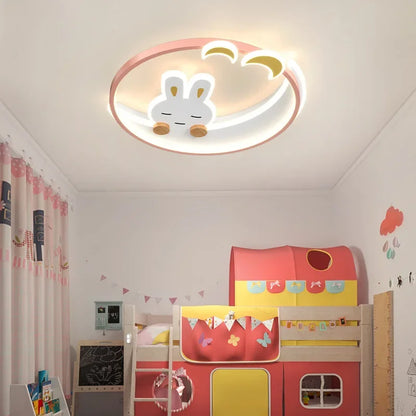 Kinder-Halbmond LED-Deckenleuchte – Weißer Kaninchen-Kronleuchter für Kinderzimmer & Schlafzimmer