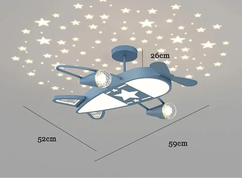 Moderne Kinderzimmer Deckenlampe, Sternenhimmel & Flugzeug Design