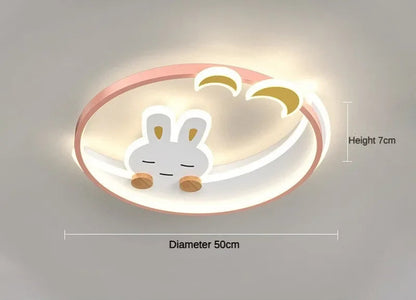 Kinder-Halbmond LED-Deckenleuchte – Weißer Kaninchen-Kronleuchter für Kinderzimmer & Schlafzimmer
