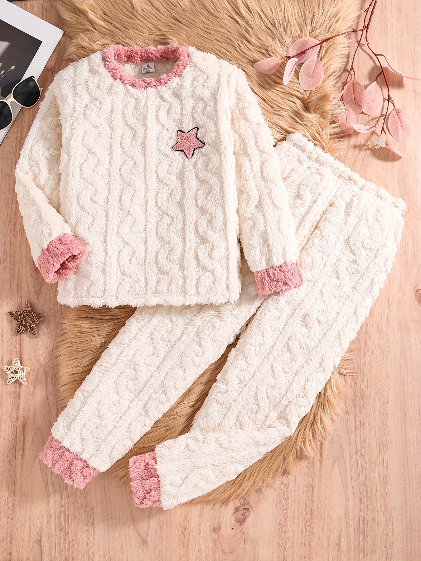 Mädchen 2-teiliges Strickset – Herbst/Winter Outfit mit Sternenmuster
