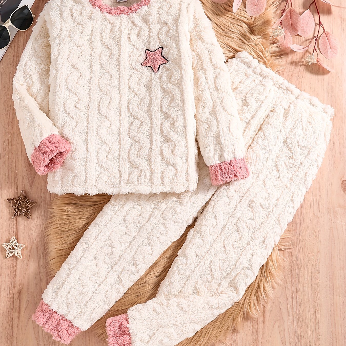 Mädchen 2-teiliges Strickset – Herbst/Winter Outfit mit Sternenmuster