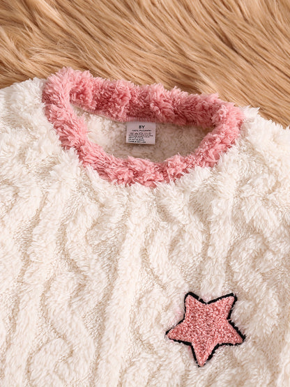Mädchen 2-teiliges Strickset – Herbst/Winter Outfit mit Sternenmuster